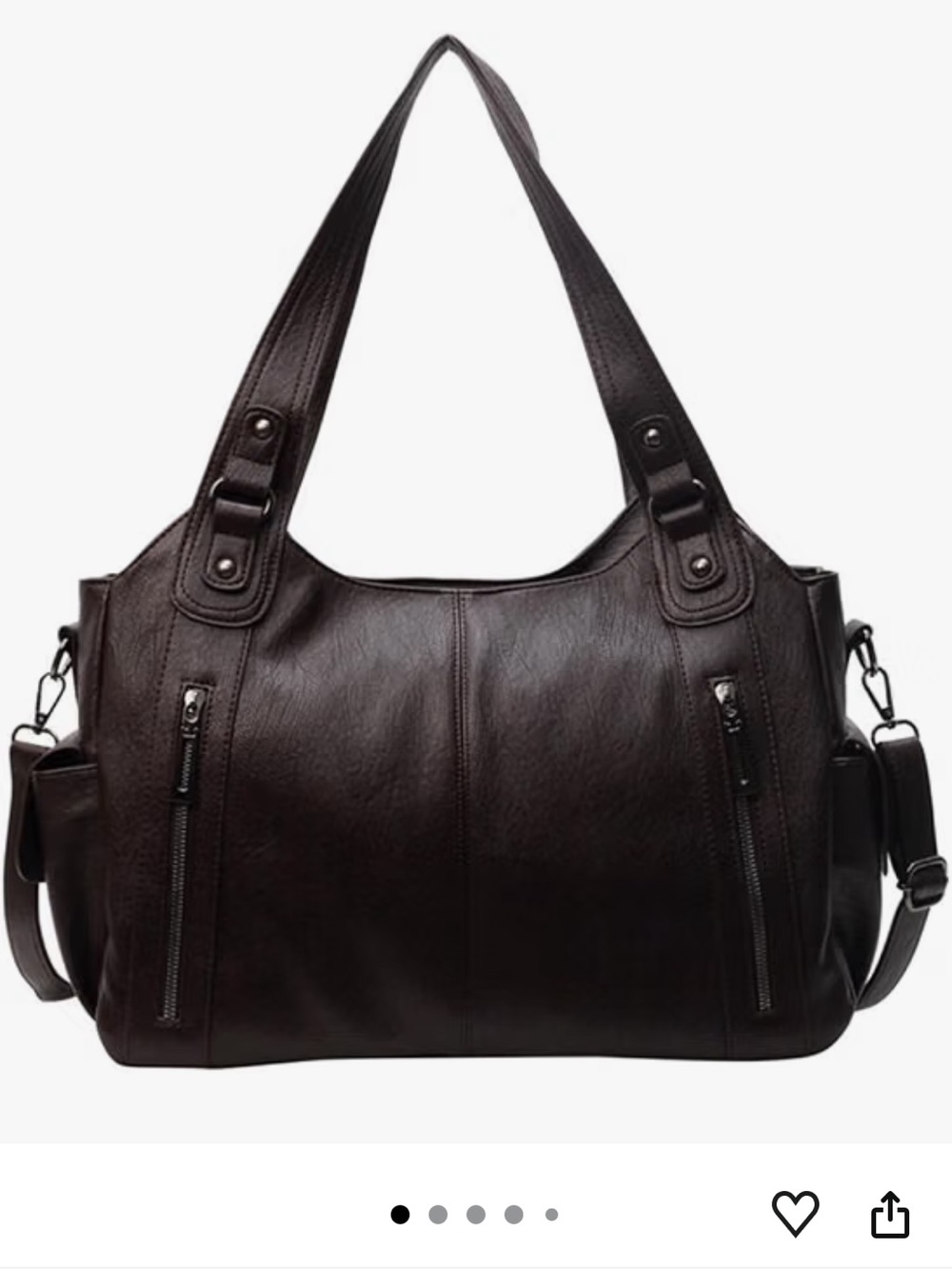 🔥🆕🔥 noirvere Coffee Brown Faux Leather Hobo Shoulder Bag w Crossbody Strap
